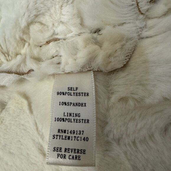 Onetheland Faux suede camel waterfall vest with white faux fur lining NWOT M - Picture 13 of 15